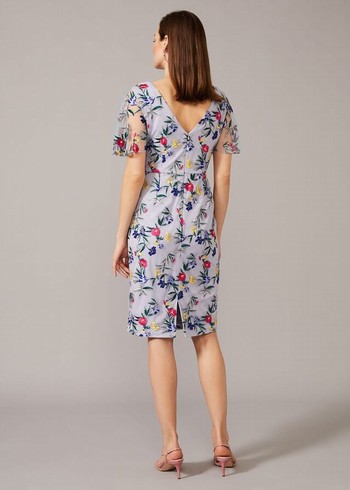 Phase Eight Lorie Floral Embroidered Dress Lavender Australia | IR8249165